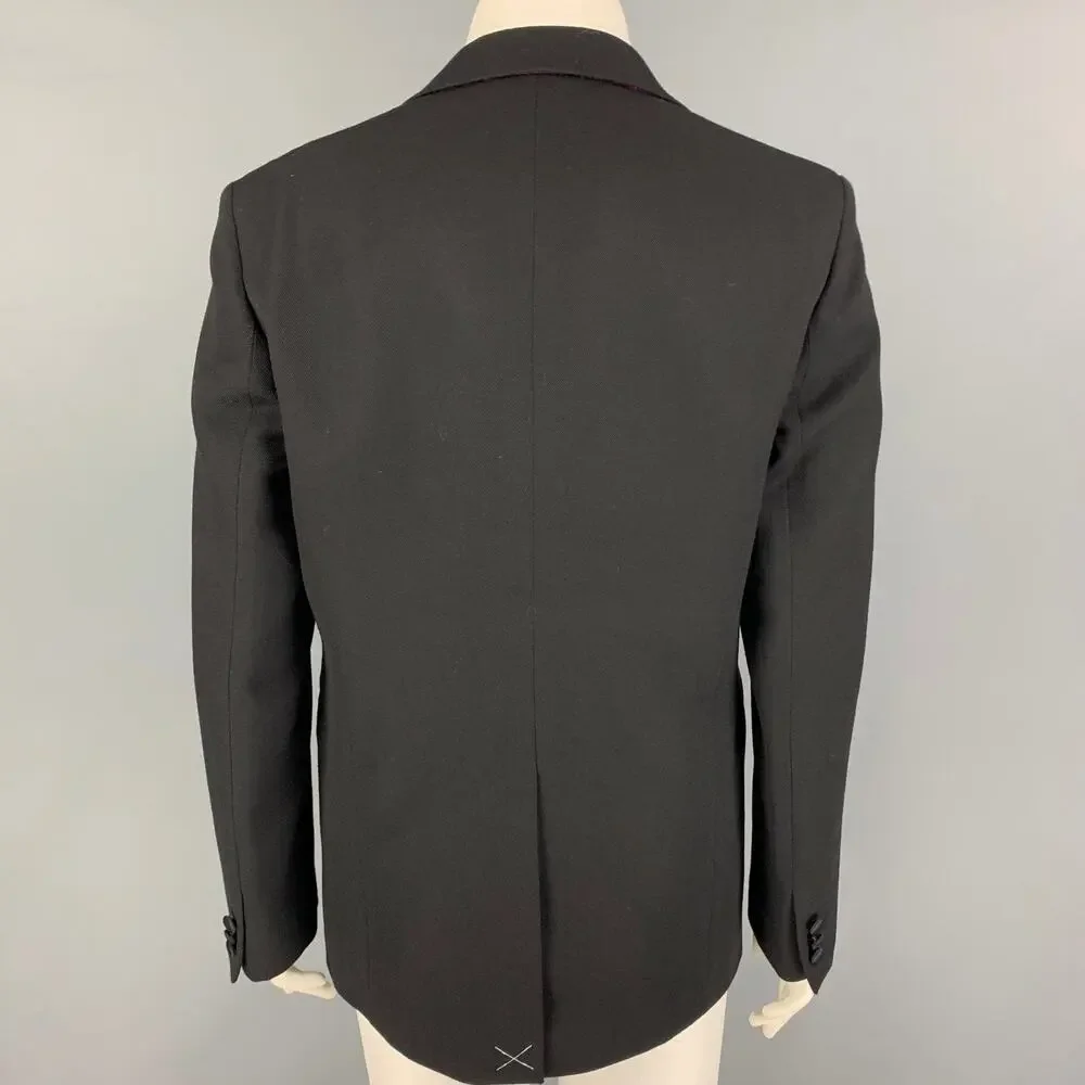 ETRO Size 36 Black Metallic Wool Notch Lapel Jacket